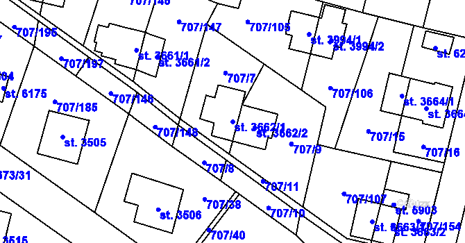 Parcela st. 3662/1 v KÚ Zlín, Katastrální mapa