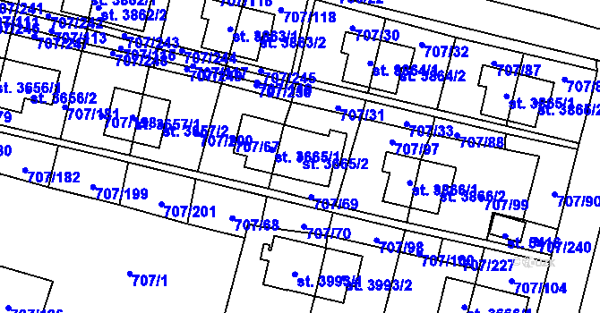 Parcela st. 3665/2 v KÚ Zlín, Katastrální mapa