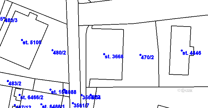 Parcela st. 3668 v KÚ Zlín, Katastrální mapa