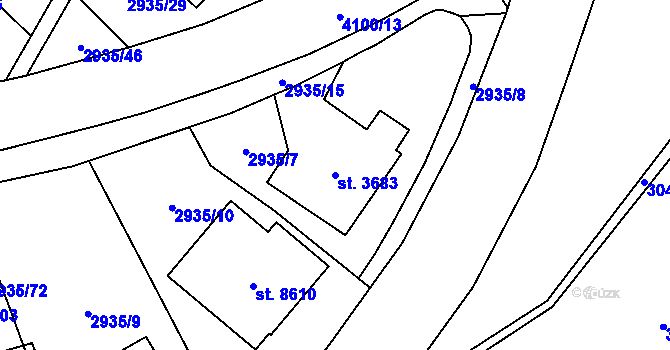 Parcela st. 3683 v KÚ Zlín, Katastrální mapa