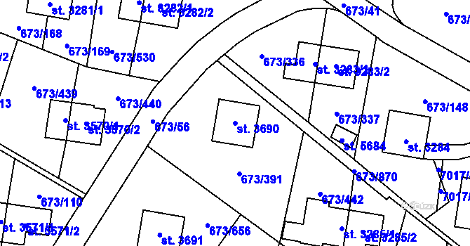 Parcela st. 3690 v KÚ Zlín, Katastrální mapa