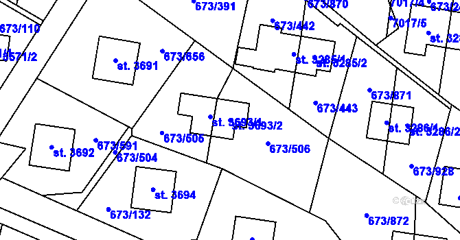 Parcela st. 3693/2 v KÚ Zlín, Katastrální mapa