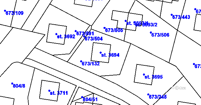 Parcela st. 3694 v KÚ Zlín, Katastrální mapa