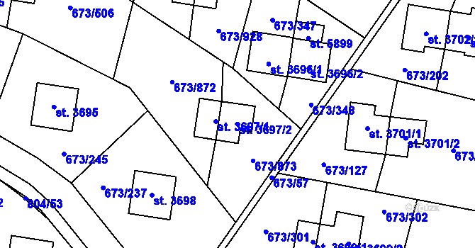 Parcela st. 3697/2 v KÚ Zlín, Katastrální mapa