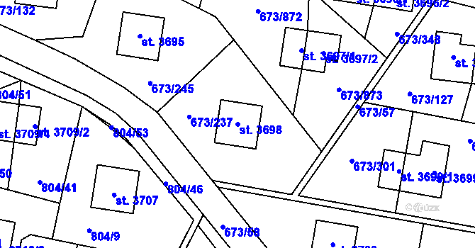 Parcela st. 3698 v KÚ Zlín, Katastrální mapa