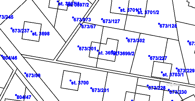 Parcela st. 3699/1 v KÚ Zlín, Katastrální mapa