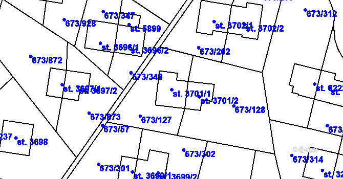 Parcela st. 3701/1 v KÚ Zlín, Katastrální mapa