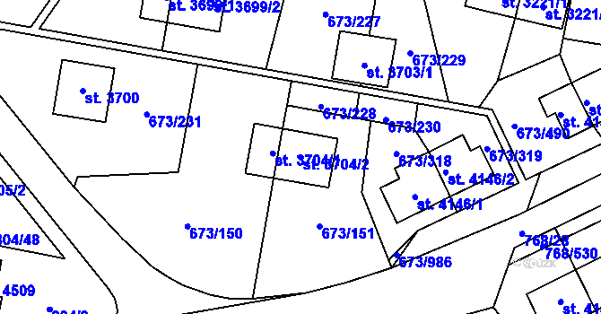 Parcela st. 3704/2 v KÚ Zlín, Katastrální mapa