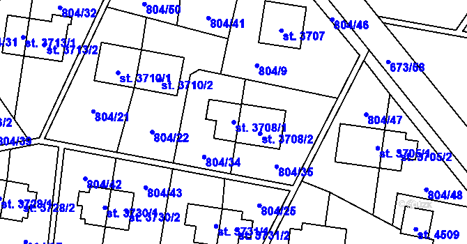 Parcela st. 3708/1 v KÚ Zlín, Katastrální mapa