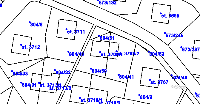 Parcela st. 3709/1 v KÚ Zlín, Katastrální mapa