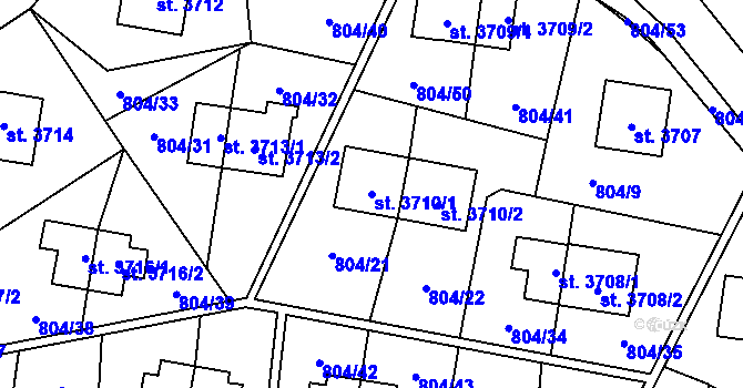 Parcela st. 3710/1 v KÚ Zlín, Katastrální mapa