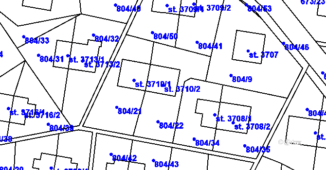 Parcela st. 3710/2 v KÚ Zlín, Katastrální mapa
