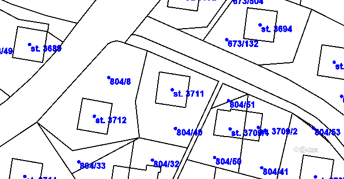 Parcela st. 3711 v KÚ Zlín, Katastrální mapa