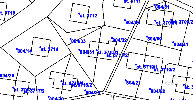Parcela st. 3713/1 v KÚ Zlín, Katastrální mapa