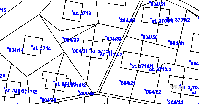 Parcela st. 3713/2 v KÚ Zlín, Katastrální mapa