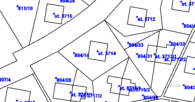 Parcela st. 3714 v KÚ Zlín, Katastrální mapa