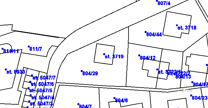 Parcela st. 3719 v KÚ Zlín, Katastrální mapa