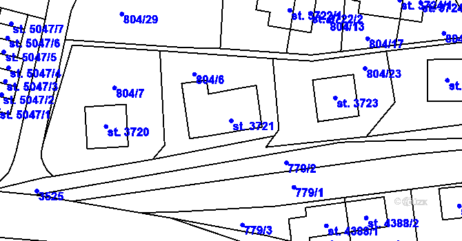 Parcela st. 3721 v KÚ Zlín, Katastrální mapa