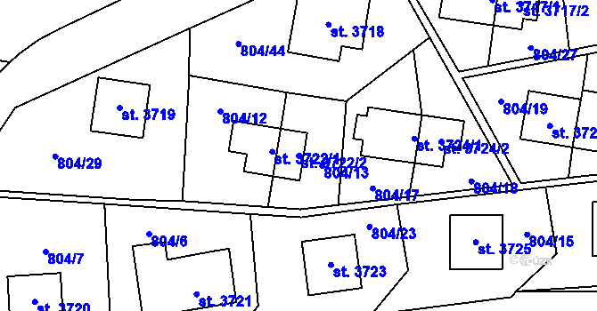 Parcela st. 3722/2 v KÚ Zlín, Katastrální mapa