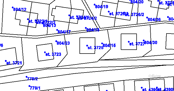 Parcela st. 3725 v KÚ Zlín, Katastrální mapa