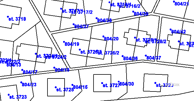 Parcela st. 3726/2 v KÚ Zlín, Katastrální mapa
