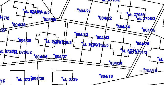 Parcela st. 3730/1 v KÚ Zlín, Katastrální mapa