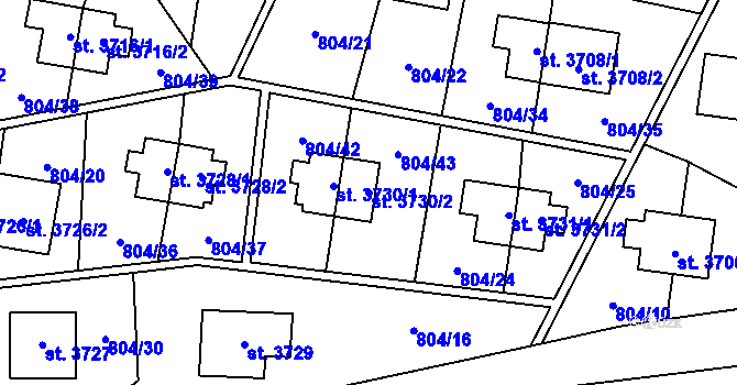 Parcela st. 3730/2 v KÚ Zlín, Katastrální mapa