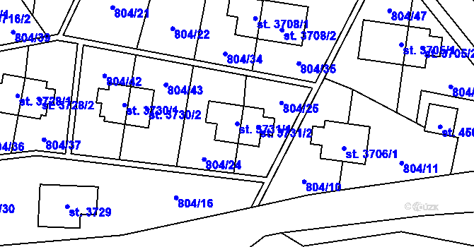 Parcela st. 3731/1 v KÚ Zlín, Katastrální mapa