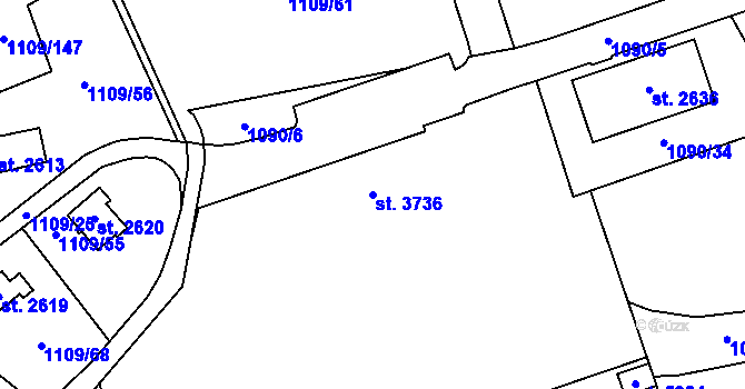 Parcela st. 3736 v KÚ Zlín, Katastrální mapa