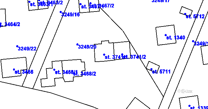 Parcela st. 3741/1 v KÚ Zlín, Katastrální mapa