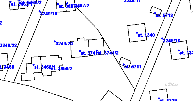 Parcela st. 3741/2 v KÚ Zlín, Katastrální mapa
