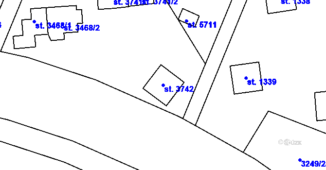 Parcela st. 3742 v KÚ Zlín, Katastrální mapa