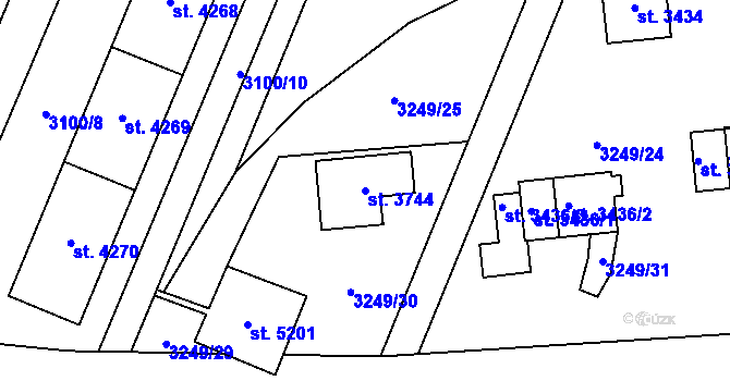 Parcela st. 3744 v KÚ Zlín, Katastrální mapa