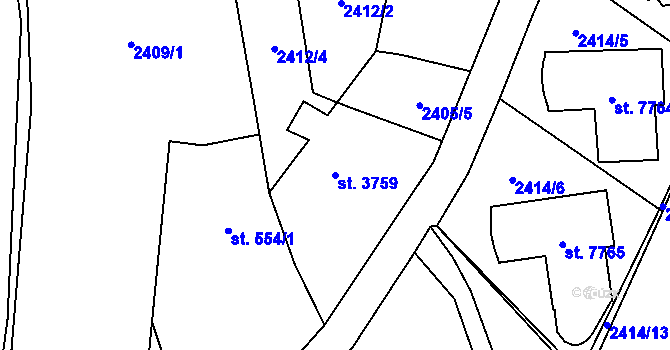 Parcela st. 3759 v KÚ Zlín, Katastrální mapa