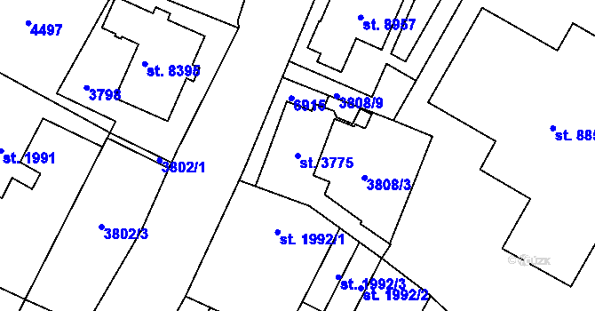 Parcela st. 3775 v KÚ Zlín, Katastrální mapa