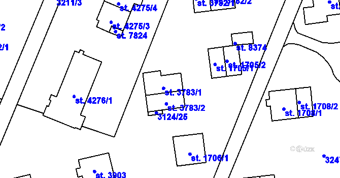 Parcela st. 3783/1 v KÚ Zlín, Katastrální mapa