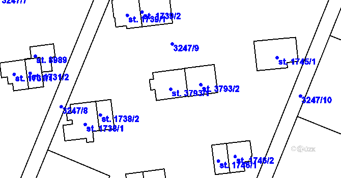 Parcela st. 3793/1 v KÚ Zlín, Katastrální mapa