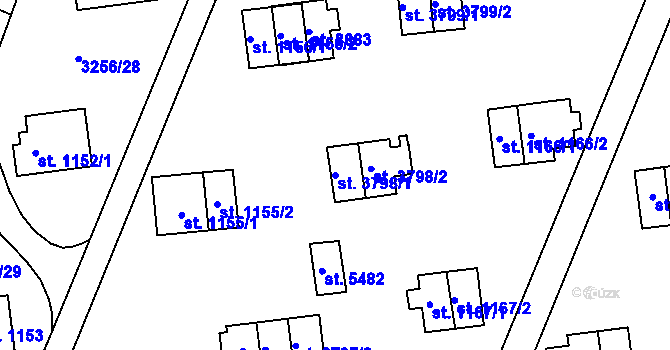 Parcela st. 3798/1 v KÚ Zlín, Katastrální mapa