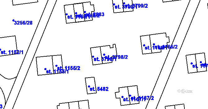 Parcela st. 3798/2 v KÚ Zlín, Katastrální mapa