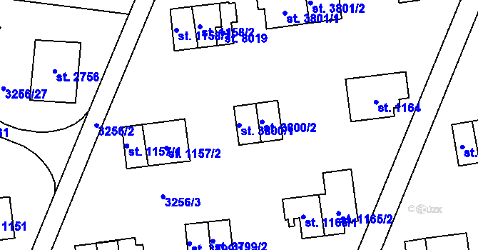 Parcela st. 3800/1 v KÚ Zlín, Katastrální mapa