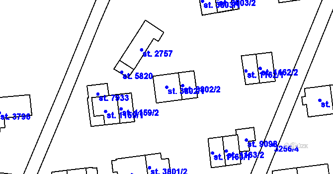 Parcela st. 3802/1 v KÚ Zlín, Katastrální mapa