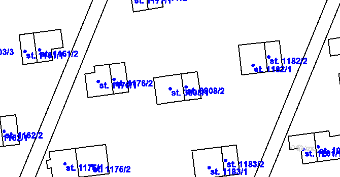 Parcela st. 3808/1 v KÚ Zlín, Katastrální mapa