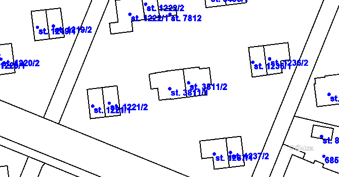 Parcela st. 3811/1 v KÚ Zlín, Katastrální mapa