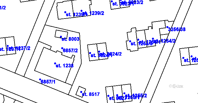 Parcela st. 3824/2 v KÚ Zlín, Katastrální mapa