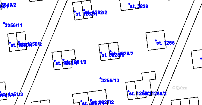 Parcela st. 3828/1 v KÚ Zlín, Katastrální mapa
