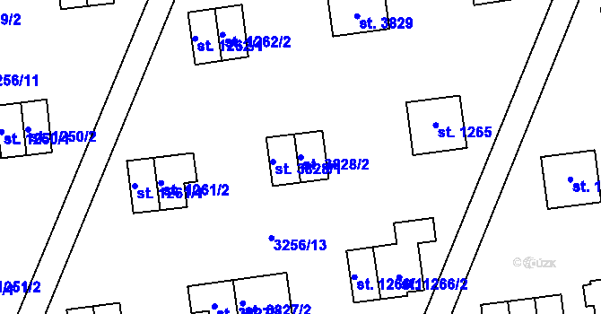 Parcela st. 3828/2 v KÚ Zlín, Katastrální mapa