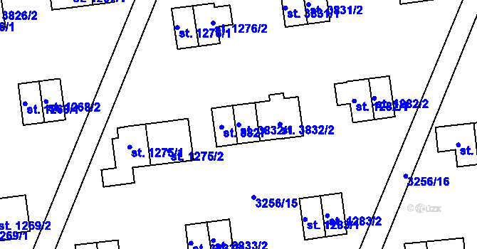 Parcela st. 3832/1 v KÚ Zlín, Katastrální mapa