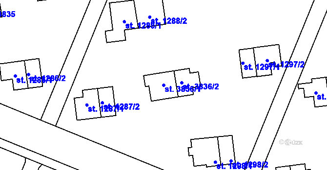 Parcela st. 3836/1 v KÚ Zlín, Katastrální mapa