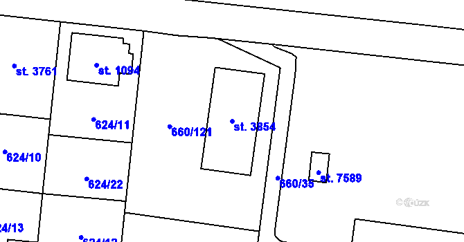 Parcela st. 3854 v KÚ Zlín, Katastrální mapa