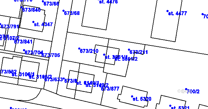 Parcela st. 3861/1 v KÚ Zlín, Katastrální mapa